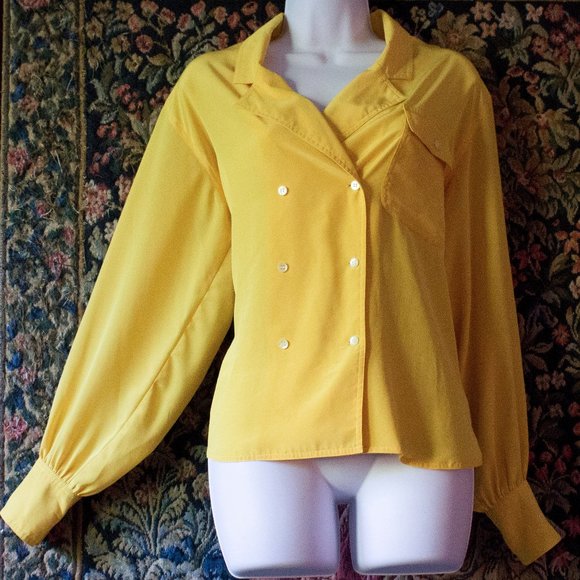 Vintage Tops - Vintage Yellow Blouse double breasted jacket Chaus